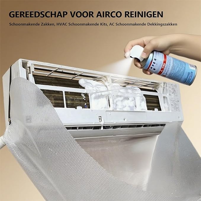 Air Conditioner Cleaning Kit - Ac Split Cleaning Kit, 7-Piece Ac Kit Include Cleaning Cover, 2 Changing Saka, 4 Special Brush, Wall Mounted Dust Washing Protector for Household (White Set)
