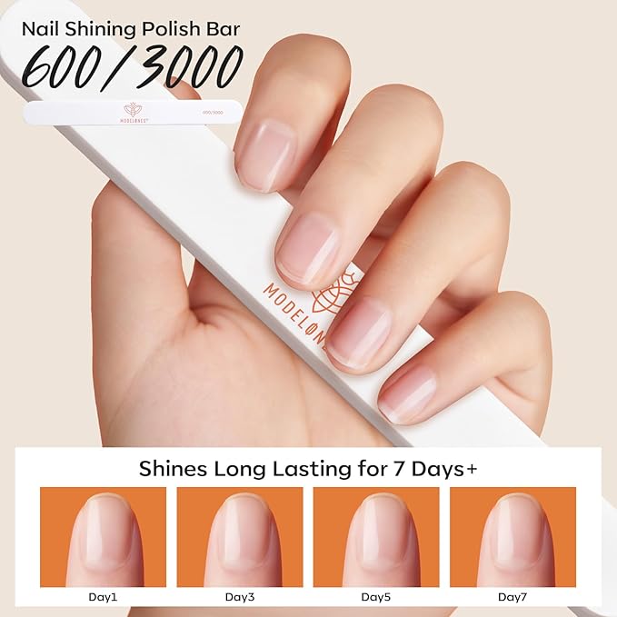 Modelones Nail Files and Nail Buffers Blocks 4 PCS, Double Side Trimed & Shaped Emery Board 100/150/180 Grits 600/3000 Nail Shine Polishing Stick, Reusable Washable Anti-bend Anti-drop Particles White