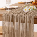 2 Pack Nude Cheesecloth Table Runner 10ft Boho Gauze Taupe Home Decor | - Image 2