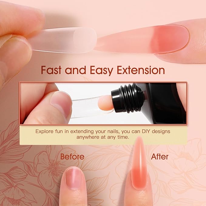 ROSALIND 2 oz Nude Poly Nail Gel, Fall Poly Extension Orange Gel Poly Builder Nude Nail Quick Building Acrylic Nails Poly Extension Gel Poly Thickening Nail Art Design Natural