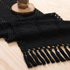 MLMW Boho Table Runner Black Table Runner 90 inches Spring Easter Short Coffee - Image 2