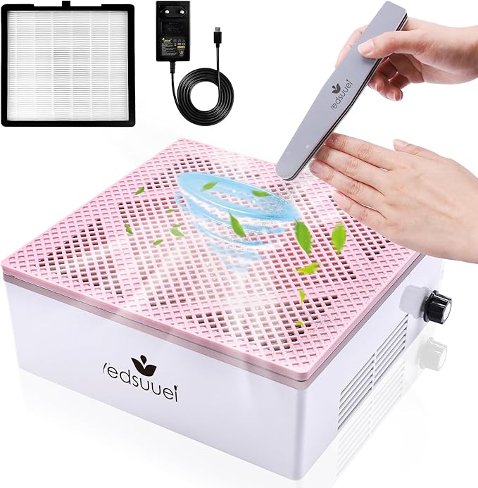 80W Nail Dust Collector Super Powerful Dust Collector Nail Tech with Reusable Filter Adjustable Nail Vacuum Dust Collector Electric Dust Suction Machine for Acrylic Gel Nail Polishing