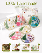 Oqplog Resin Drink Coasters for Desk Coffee Table-Blue Cute Dried Flowers Cup - Image 7