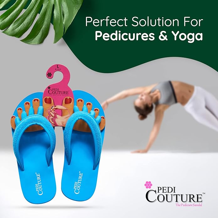 Pedi Couture Pedicure Sandals with Built In Toe Separators for Women - Comfortable Spa Style Flip Flops for Home, Salon, Yoga & Gym Use