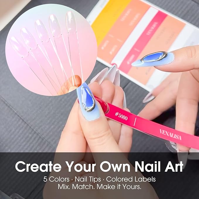VENALISA Gel Nail Polish Set, 5 Colors 10ML Gel Polish Kit Nude Pink Blue Milky White Glitter Soak Off Salon Manicure DIY at Home Nail Art For Girls Women