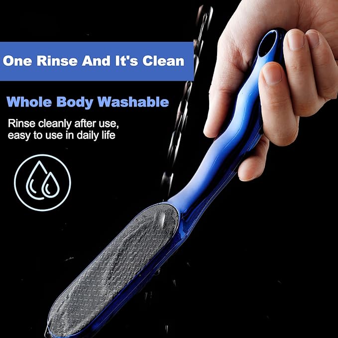2PCS Veinsgrain Veins Grain Foot File, Professional Foot Care Tools, Nano Glass Foot File with Non-Slip Ergonomic Handle Feet Massage Tool (Gold+Blue)