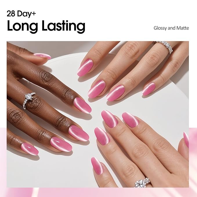 VENALISA Cat Eye Gel Nail Polish 1 Pcs 10ML Shimmer Pink Glitter Magnetic Gel Polish Soak Off Salon Manicure DIY at Home Nail Art For Girls Women