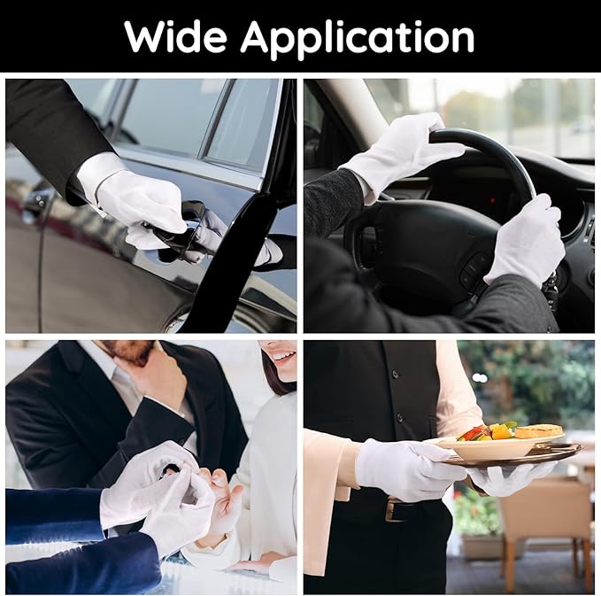 Segbeauty 24 Count Extra Large White Cotton Moisturizing Gloves, 12 Pairs Hand Gloves Moisturizing Overnight for Dry Hand, White Gloves Lotion Gloves for Men and Women, Sleeping Gloves for Rough Hands