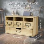 Flexzion Wooden Apothecary Drawers, 4-Drawer Desktop Organizer Cabinet | - Image 3