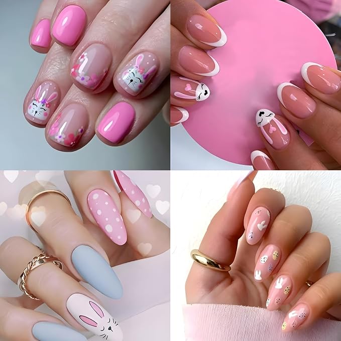 30 Sheets Easter Nail Stickers for Nail Art 3D Self Adhesive Bunny Nail Art Stickers Colorful Egg Nail Decals Easter Nail Supplies Decoration Accessories for Women Girls