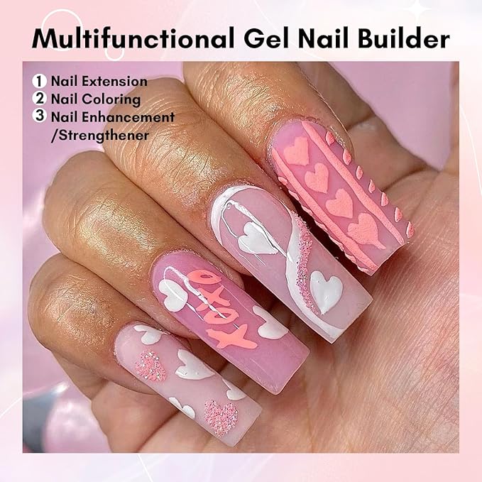 Makartt Poly Nail Gel-50ML Soft Pink Color, Strong Builder for Extension Overlay Strengthener 3D Diy, Long-lasting for Nails French Manicures Home Salon-Calla Lily