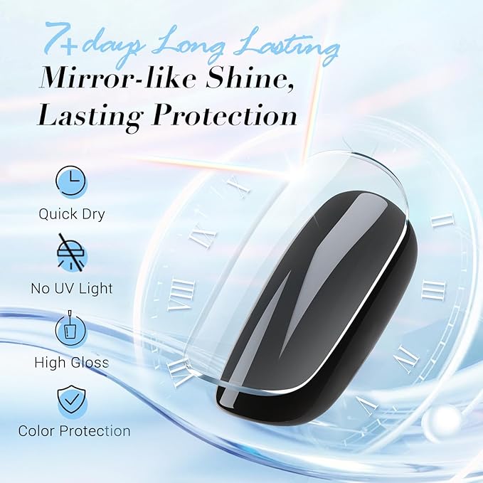 AZUREBEAUTY Natural Top Coat Nail Polish – Clear, Quick Dry, Long Lasting, Glossy Shine, Air Dry Formula, Smooth Finish, Nail Lacquer for Manicure & Nail Art, Salon-Quality