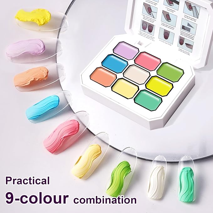 Gradient Painting Gel,9 Bright Spring Summer Colors Ombre 3D Sculpture Gel Painting Effect for Pigment Pat French Manicure Soak of UV Home Salon Easter Eggs Set