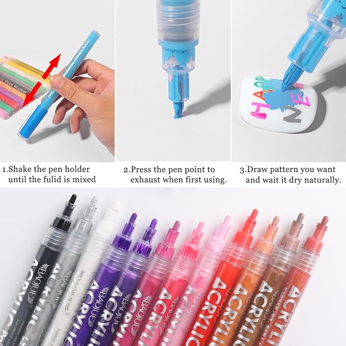 24 Colors Nail Polish Pen Set, Nail Art Pens for Painting, Black White Liner Gel Polish, Dotting French Tips Drawing Liner Brush Pen, Waterproof Acrylic Marker Pen, Nail Art Decoration Kit