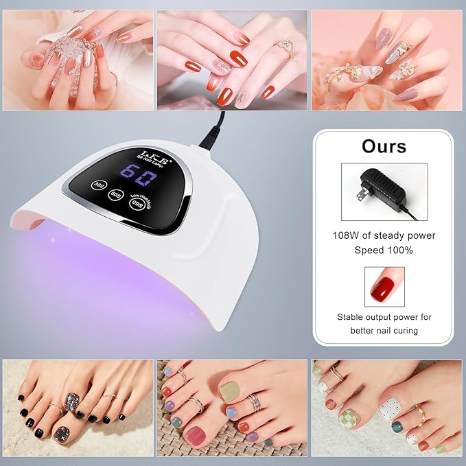 UV Nail Lamp, LKE 72W UV LED Nail Lamp Nail Dryer UV Light for Nails with 3 Timer Setting & LCD Touch Display Screen for Home and Salon Use