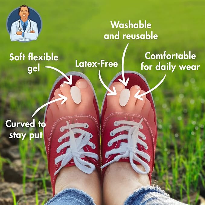 Dr. Frederick's Original Gel Toe Separators/Spacers - 6 ct - Temporary Bunion Corrector - Orthotic for Bunions & Overlapping Toe Pain - Ideal for Running, Yoga, and All-Day Foot Comfort - Medium