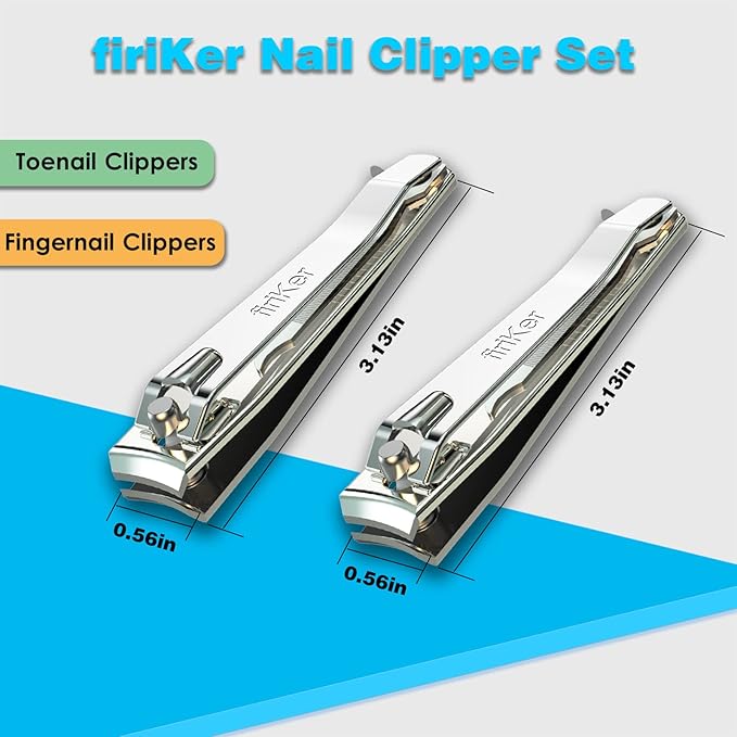 2PCS Stainless Steel Nail Clippers,Professional Fingernail Clipper and Toenail Clipper, Wide Easy Press Lever Nail Cutter with Swing Out Nail Cleaner/File for Men and Women