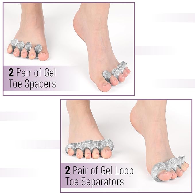 Dr. JK- ToePal Gel Toe Separator, 4 Pairs, Toe Spacers, Bunion Corrector, Christmas Gifts