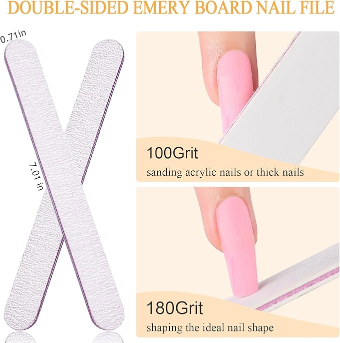 Nail Buffer and Shine Kit, 4 Sided Nail Buffer Block Nail Files for Natural Nails Buffing Sanding Polishing Fingernail Smoother Block 100/120/240/600/3000 Grit Nail Filer Manicure Tools