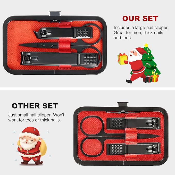Manicure Set - Stocking Stuffers for Men & Women, 8 Pieces Stainless Steel Nail Clipper Kit, Nail Care Tool with Christmas Gifts Box