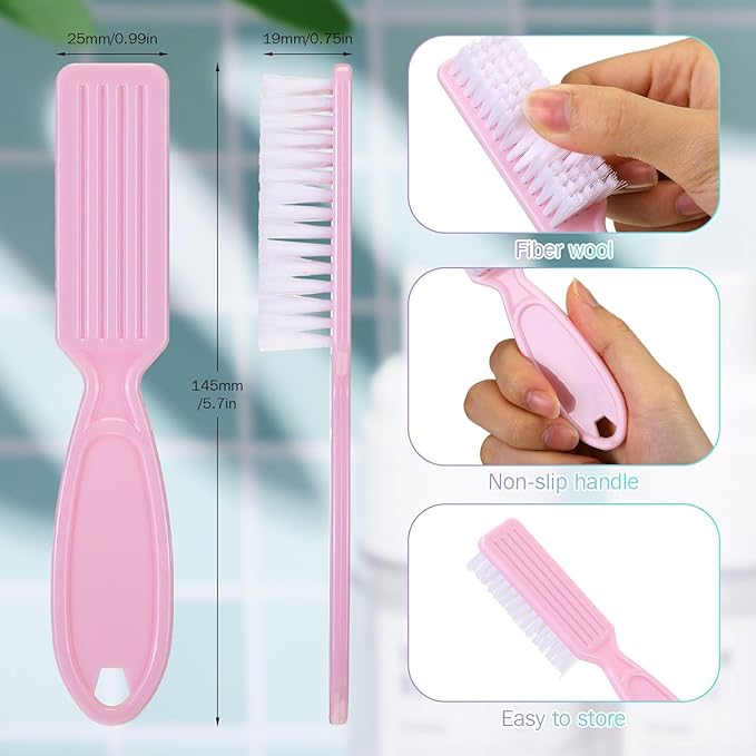 Patelai 30 Pcs Nail Scrubber Brushes Bulk Handle Grip Manicure Brushes for Cleaning Fingernails Pedicure Cleaning Brush for Toes and Fingernail Cleaning(Macaron Colors)