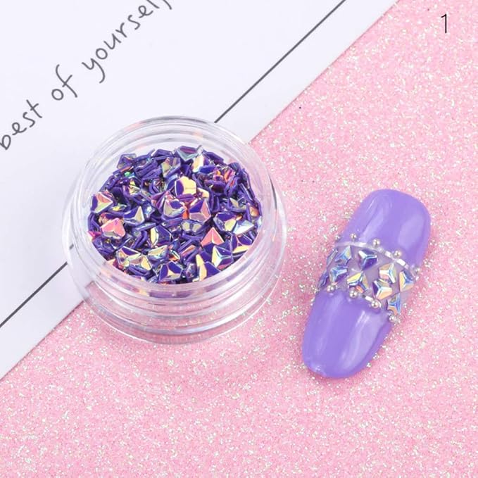 Nail Art Flakes 3D Shiny Acrylic Glitter Sequin Decoration Sparkles DIY Charms Mermaid Pearl 12 Pots