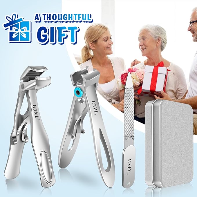 Stocking Stuffers Gifts for Men, Toenail Clippers for Thick Toenails, Angled Head Toe Nail Clippers for Seniors Men with Wide Jaw, Heavy Duty Large Fingernail Clippers with Catcher Long Handled