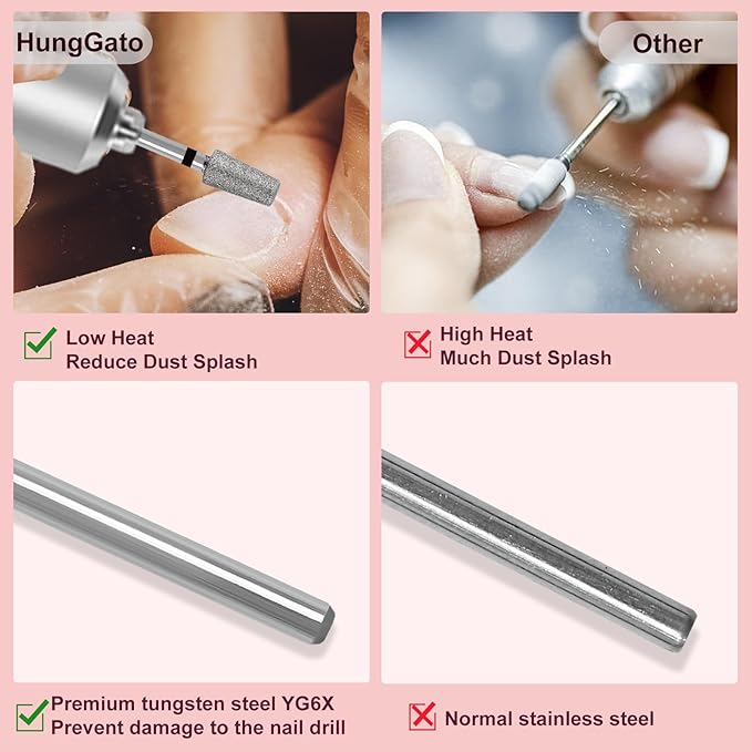 Tapered Barrel Shape Cuticle Nail Drill Bits, Diamond Drill Bits 3/32” Professional Safety Cuticle Clean Drill for Electric Remove Cuticle Dead Skin Manicure Tools (Coarse)