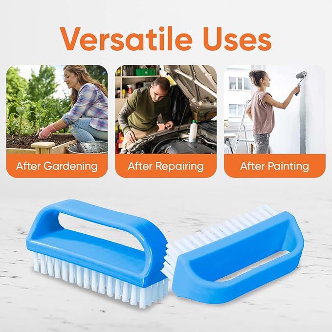 Superio Nail Scrubber Brush - All-Purpose Stiff Cleaning Brush for Fingernails, Toe, Foot & Hands - 9 Pack