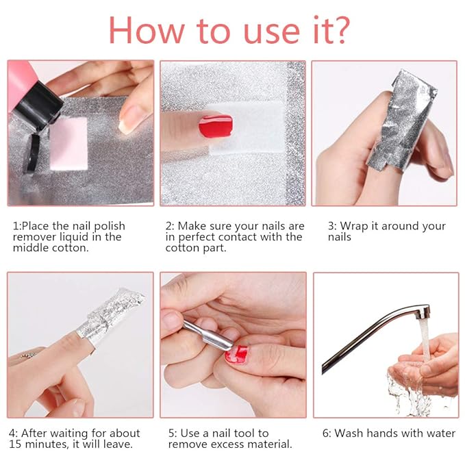 Tongcloud Nail Polish Remover Nail Foil Wraps Gel Remover Soak Off Foils Cotton Pads Gel Polish Remover Soak Off (2.5x3.5, Count, 400)