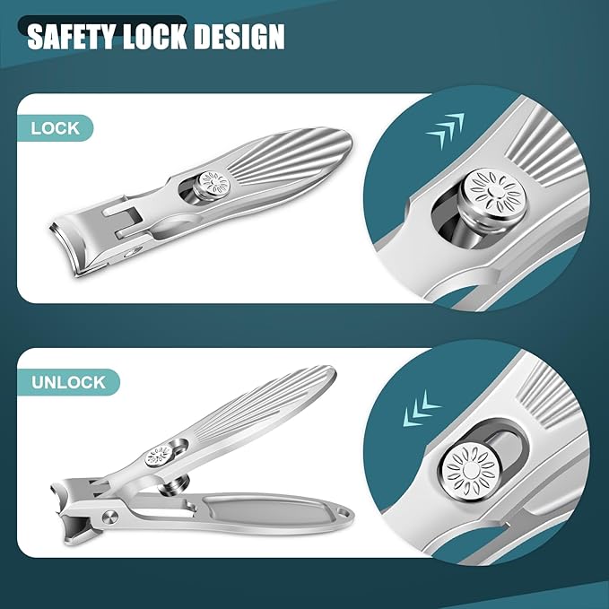 Nail Clippers for Men Thick Nails with Catcher, Large Toenail Clippers with Wide Jaw Opening for Seniors, Heavy Duty Long Handle Fingernail Clipper Gifts for Men Women Adult