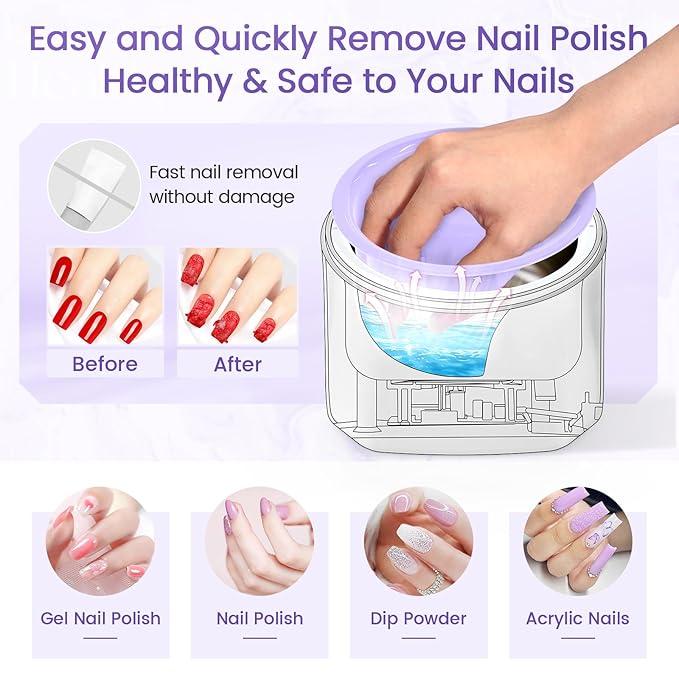 Yokilly Nail Soaking Bowl Heated: 50% Faster Nail Soak off Bowl for Women Nail Beginner - Electric Manicure Nail Bowl for Home Salon（Purple)