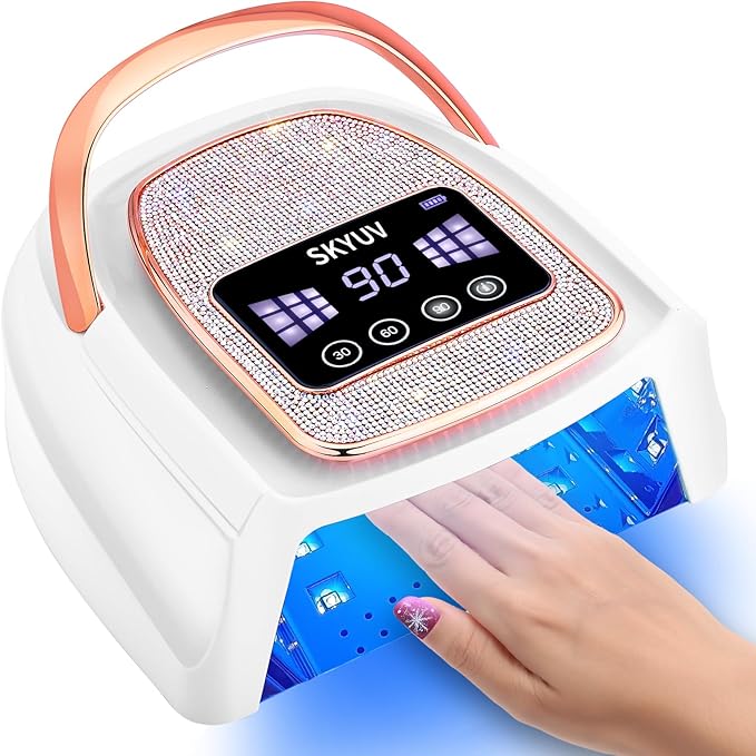 Rechargeable UV LED Nail Lamp, SKYUV Cordless Nail lamp for Gel Polish, UV Nail Lamp with 4 Timer Setting and Handle, Professional Nail UV Light for Gel Nails with 30 Beads for Salon and Home