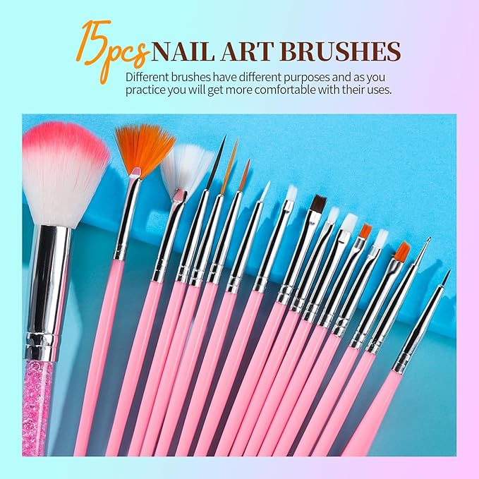 Teenitor Nail Art Brushes Set, Nail Art Tools, Nail Art Kit, Nail Art Supplies, Nail Rhinestones, Nail Accessories For Nail Art
