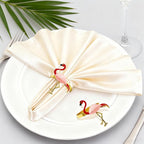 Tropical Flamingo Napkin Rings Set of 12 Gold Pink Bird Napkin Holders - Image 2