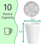10OZ Foam Cups With Lids for Hot & Cold Drinks, USA-Made 100-Pack - Image 2