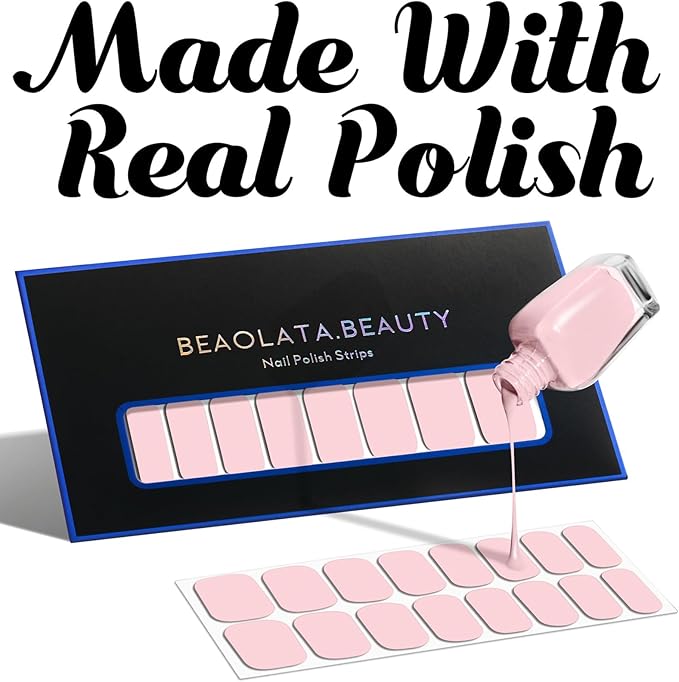 Nail Polish Strips Long Lasting, 20Pcs Wraps, Easy Apply& Remove Salon Quality Gel Nail Stickers (Girls picnic time pink)