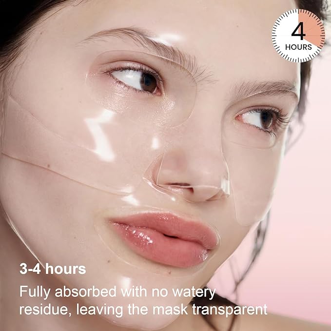 Pink Collagen Jelly Gel Sleeping Mask, Overnight Face Mask for Glass Glow Skin Hydrating Firming Elasticity, Deep Moisture Barrier Care, Cooling Refreshing Korean Skincare, 28g x 4pcs