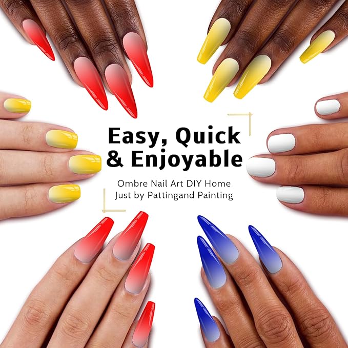 Sponge Pat Paint Nail Gel, Blending Colors Ombre Nails Gradient Gel Nail Blush Blooming Aura Nails Drawing Stripper Floral Painting Nail Art, No Wipe, UV/LED Curing 5ml 1PC (Yellow)