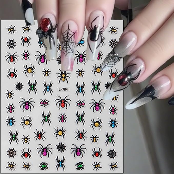 6Pcs Insect Nail Art Stickers Decals 3D Glitter Summer Nail Decals Ladybug Spider Nail Stickers Colorful Ladybug Dragonfly Nail Design Supplies Spring Butterfly Stickers for Women DIY Salon Manicure
