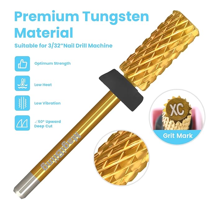 3/32'' Super Cut Nail Drill Bits for Fast Hard Gel Removal, MagiBling Tungsten Carbide Bits for Professional Users, Upward Deep Cut, Right Hand Use, Manicure Cuticle Gel Polishing, Extra Coarse.