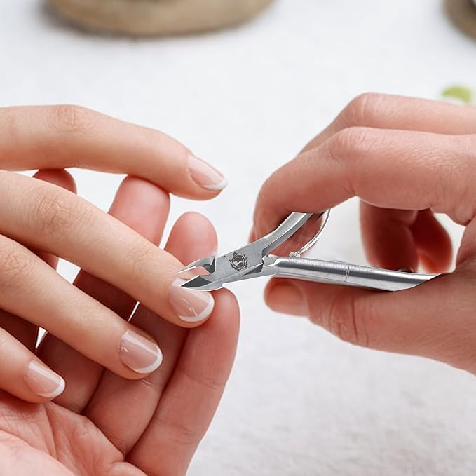 Cuticle Trimmer - Professional Nail Cuticle Nippers Cuticle Remover Cuticle Cutter Scissors Sharp Blades 3/4 Jaw Clippers Stainless Steel Manicure Pedicure Tools Fingernails Toenails by Krisp Beauty