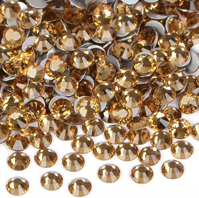 2880PCS Art Nail Rhinestones non Hotfix Glue Fix Round Crystals Glass Flatback for DIY Jewelry Making with one Picking Pen (ss3 2880pcs, Lt. Topaz)