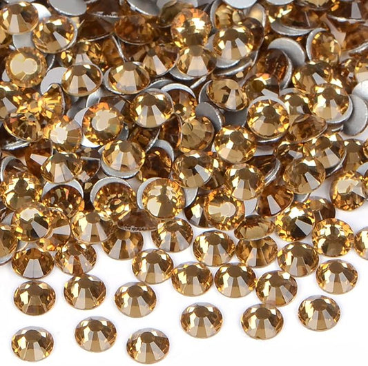 2880PCS Art Nail Rhinestones non Hotfix Glue Fix Round Crystals Glass Flatback for DIY Jewelry Making with one Picking Pen (ss3 2880pcs, Lt. Topaz)