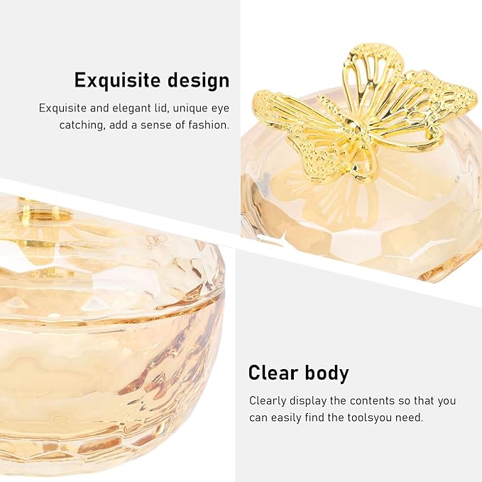 Nails Tips Art Dappen Dish with Lid, Transparent Glass Nail Art Cup for Liquid Jewelry Display