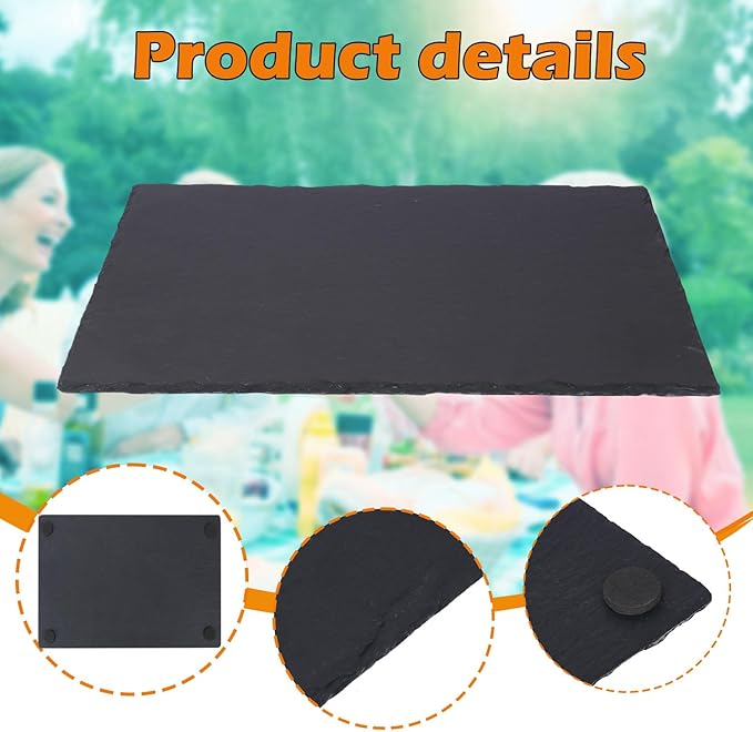3 Pack 12 x 16 Inch Slate Cheese Boards, Black Square Slate Charcuterie Boards, Natural Charcuterie Stone Plates for Parties, Gifts, and Special Events, Cheese, Sushi, Food.