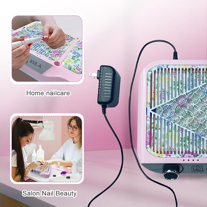 Nail Dust Collector,180W Power Suction, Dust Vacuum Fan Extractor with Reusable Filter for Nail Tech, Acrylic Gel Polish Manicure Pedicure Tool, Salon & Home,Pink