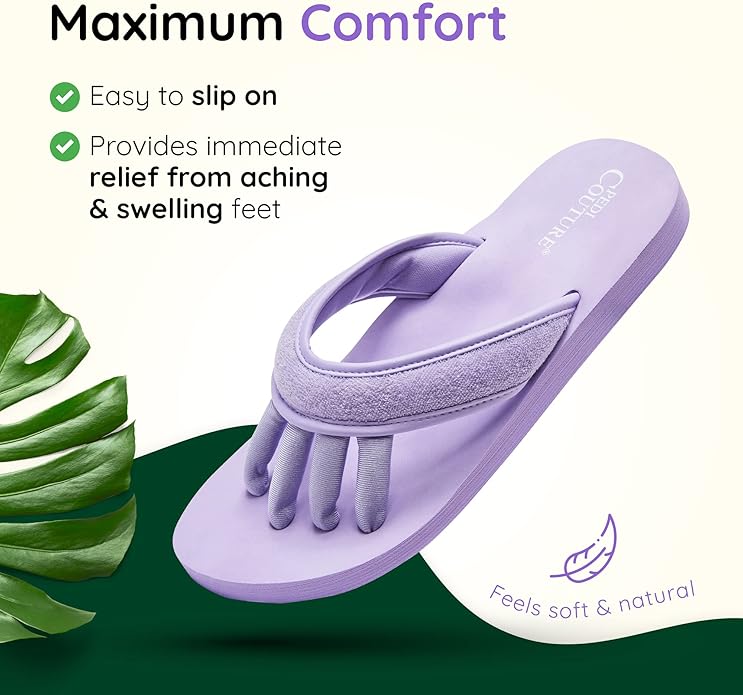Pedi Couture Pedicure Sandals with Built In Toe Separators for Women - Comfortable Spa Style Flip Flops for Home, Salon, Yoga & Gym Use