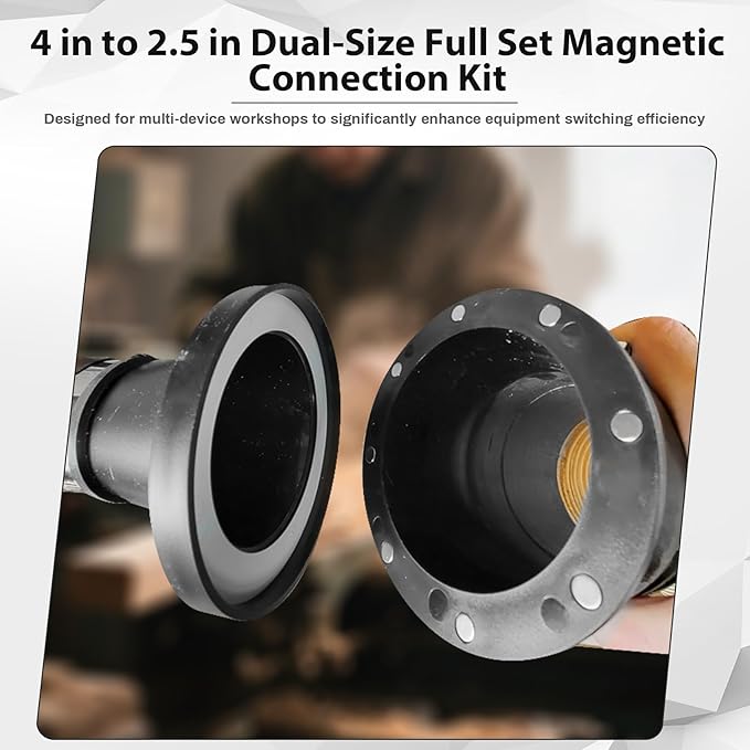 4" to 2.5" Magnetic Dust Collection Quick Connect Kit with Quick Connect Magnetic Fittings for Dust Collectors, Efficiently Transfer Hoses Between Machines