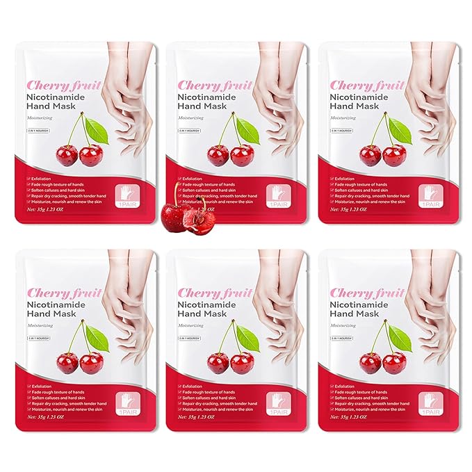 6 Pairs Hand Mask for Dry Cracked Hands,Nourishing Moisturizing Gloves,Hands Moisturizer for Deep Moisturizing,Silky Smooth Moisturizing Gloves,Hand Care Mask Set(K)